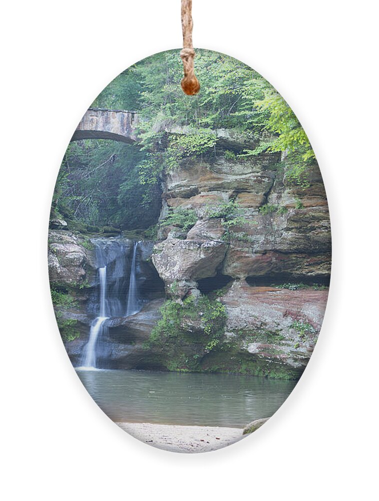 Waterfall Ornament featuring the photograph Hocking Hills Upper Falls by Flinn Hackett