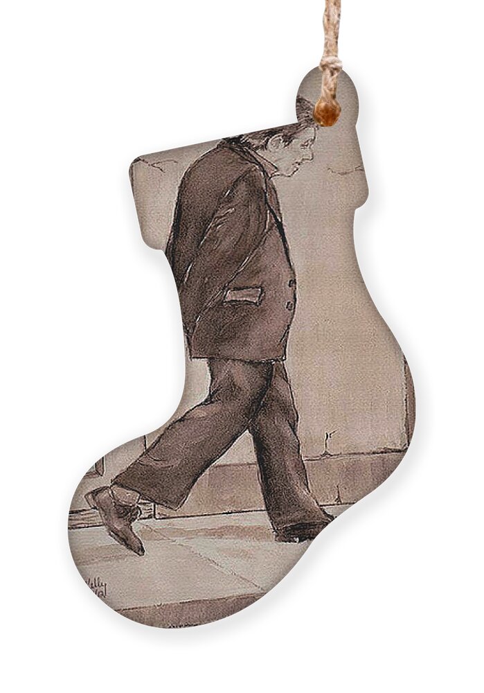 An Older Man In Thought Ornament featuring the painting Deep in His Thoughts Gentleman by Kelly Mills