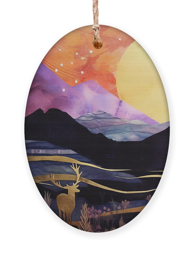 Deer Ornament featuring the digital art Deer Buck at Dawn by Peggy Collins