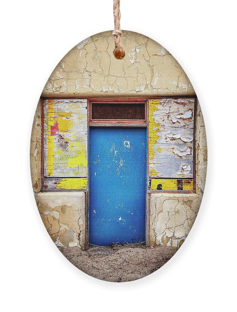 Door Ornament featuring the photograph Desert Blue Door by Craig J Satterlee