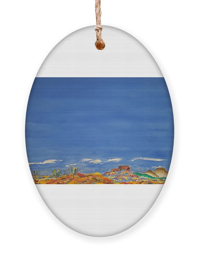 Watercolor Ornament featuring the painting Desert Panorama by John Klobucher
