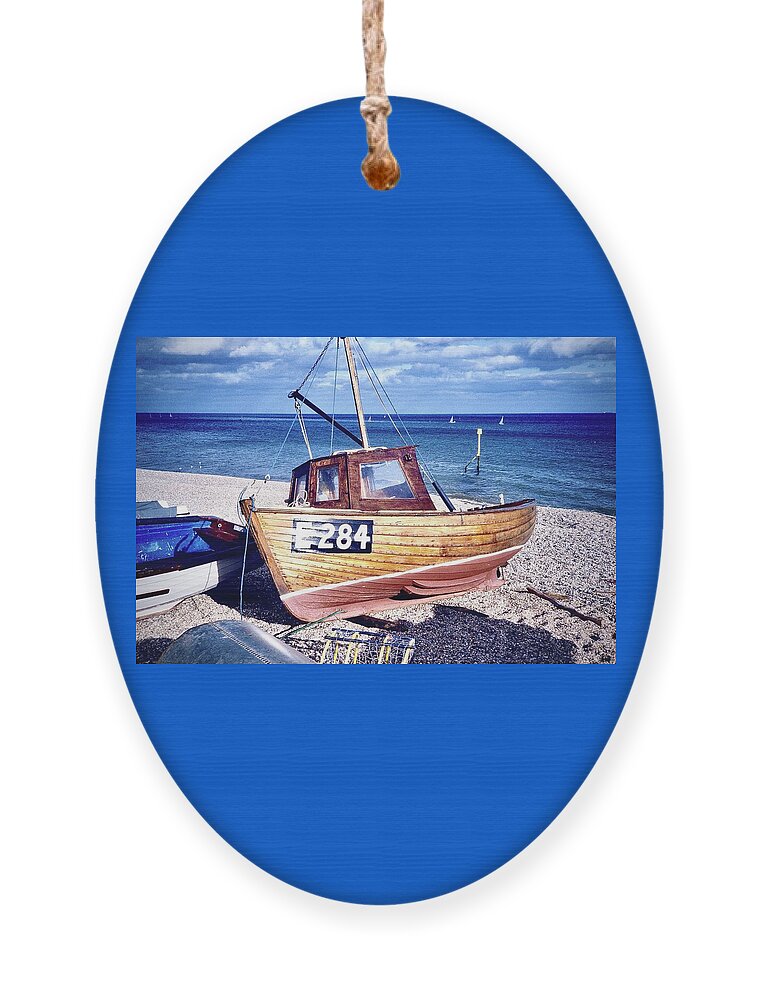 Devon Ornament featuring the photograph Devon Fishing Boat E284 by Gordon James