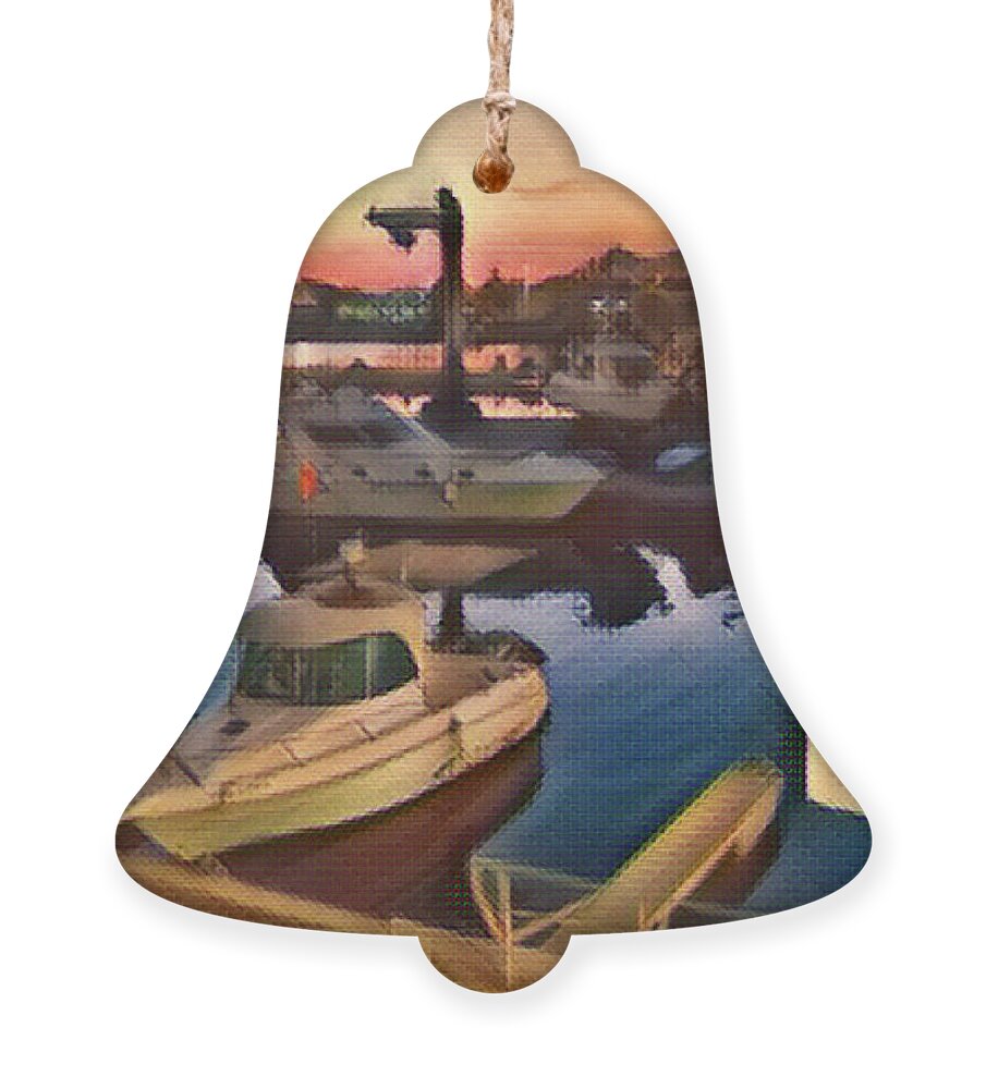 Fineartamerica Ornament featuring the digital art Digitail painting boats by Yvonne Padmos
