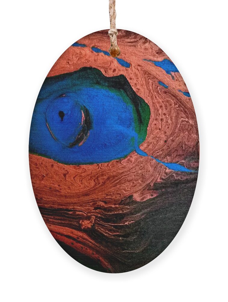 Eye Ornament featuring the painting Dinos Eye by Anna Adams