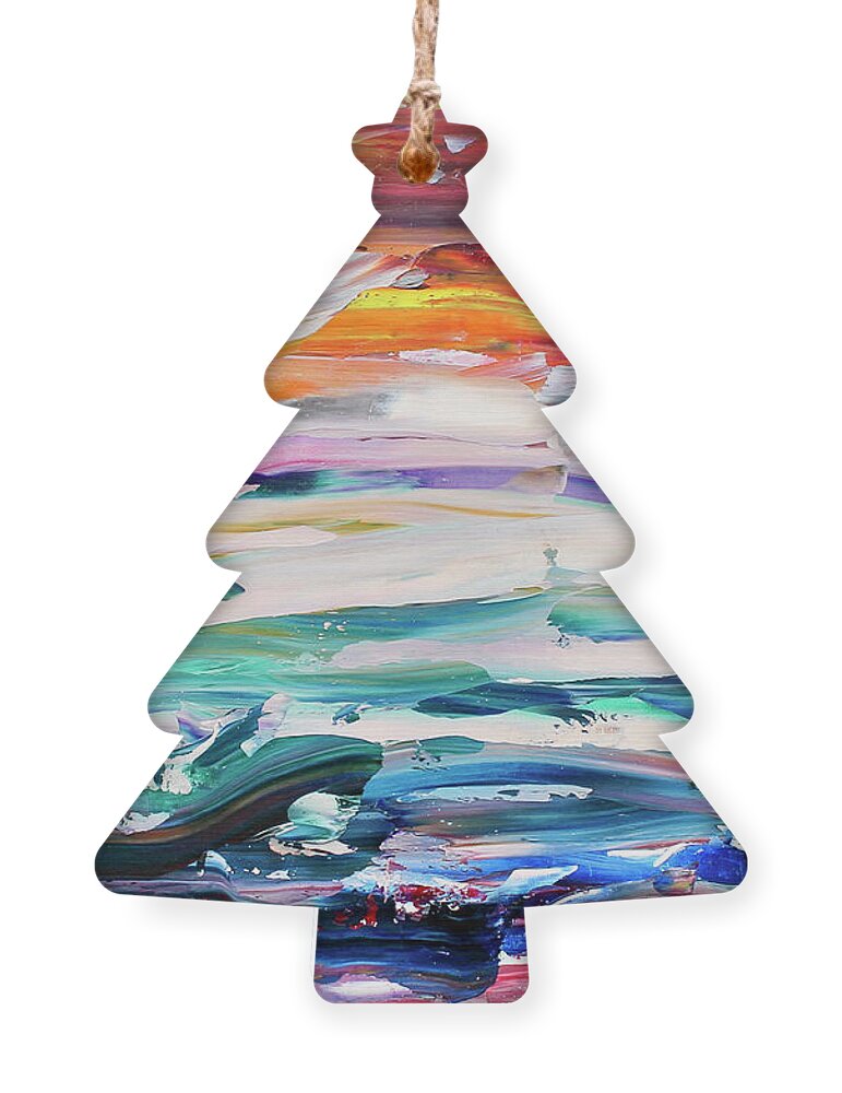 Seascape Ornament featuring the painting Distant Orca by Teresa Moerer