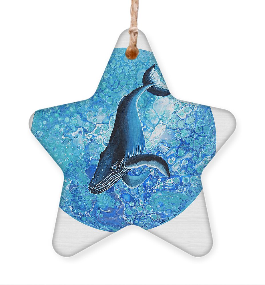 Animal Ornament featuring the painting Diving Humpback on White by Darice Machel McGuire