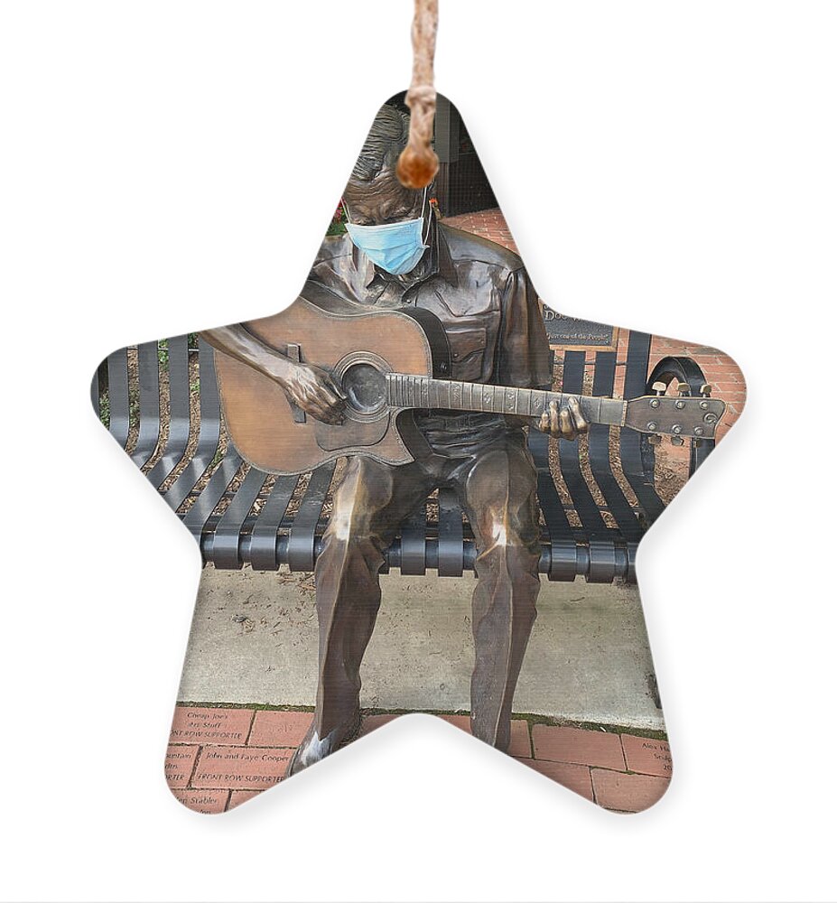 Doc Ornament featuring the photograph Doc Watson Sings The COVID Blues by Lee Darnell