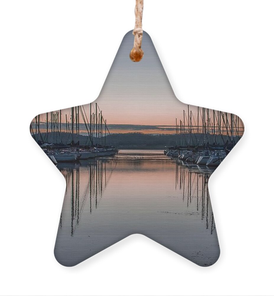 Boats Ornament featuring the photograph Docked and waiting by Jamie Tyler