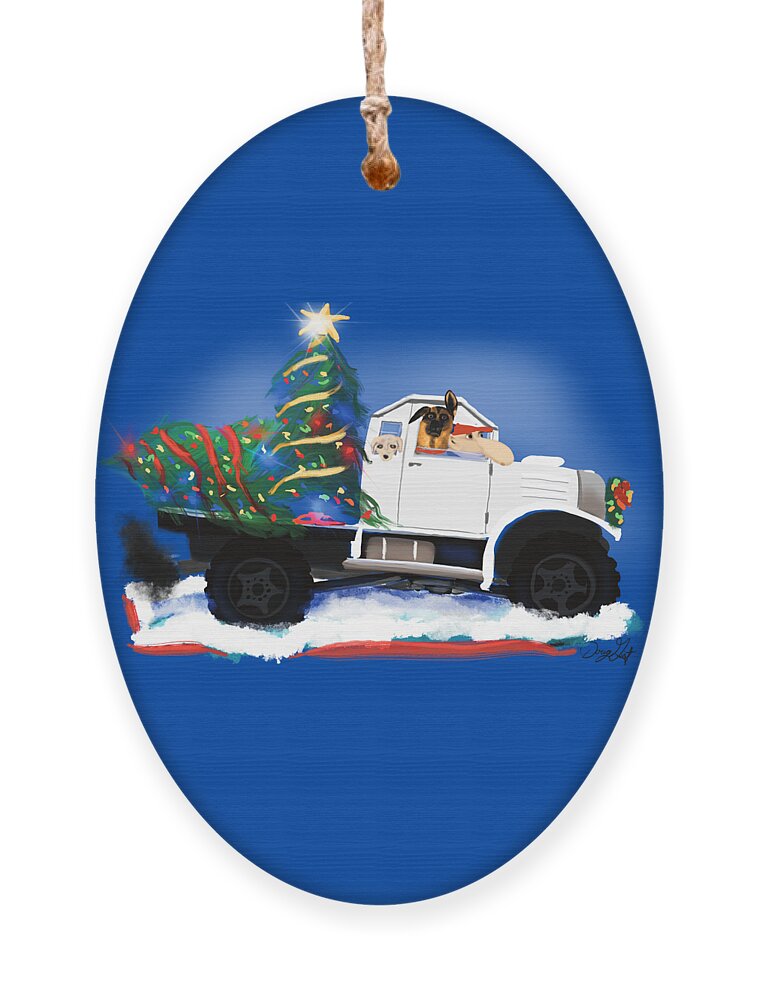 Christmas Ornament featuring the digital art Dog Family Christmas by Doug Gist