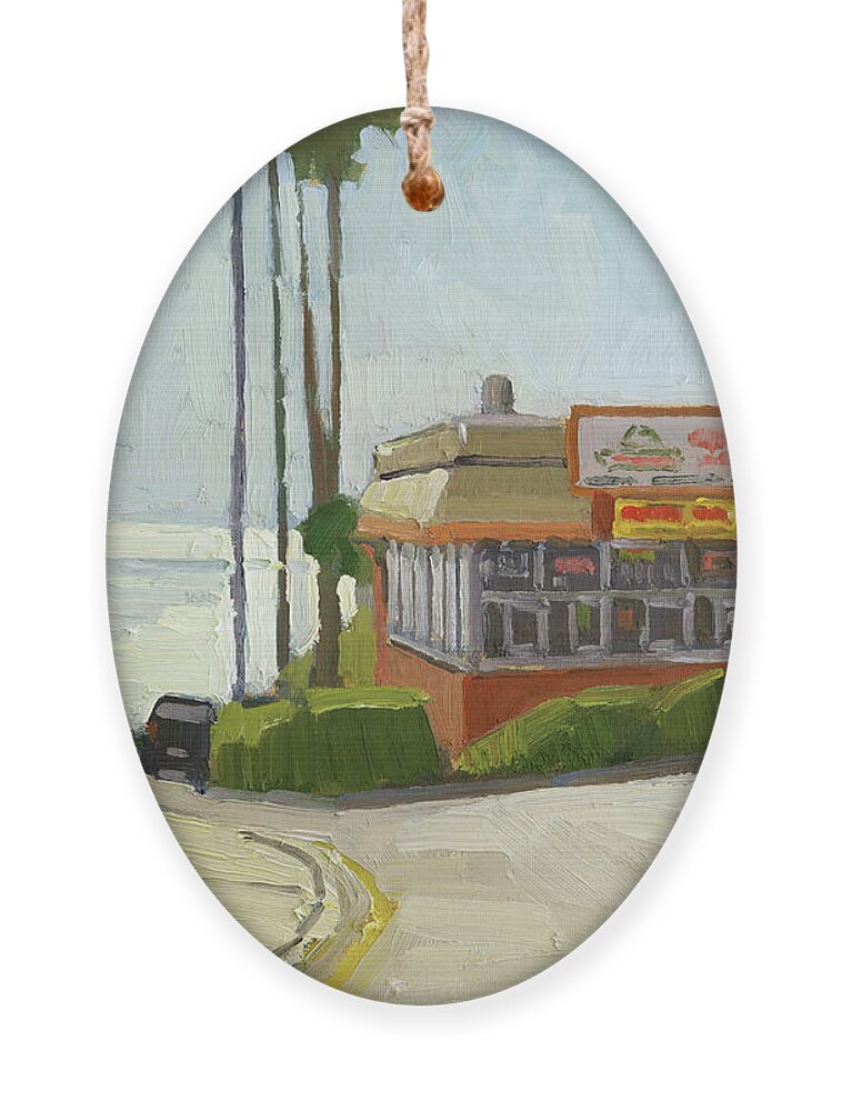 Don Bravo Ornament featuring the painting Don Bravo Grill and Cantina - La Jolla, California by Paul Strahm