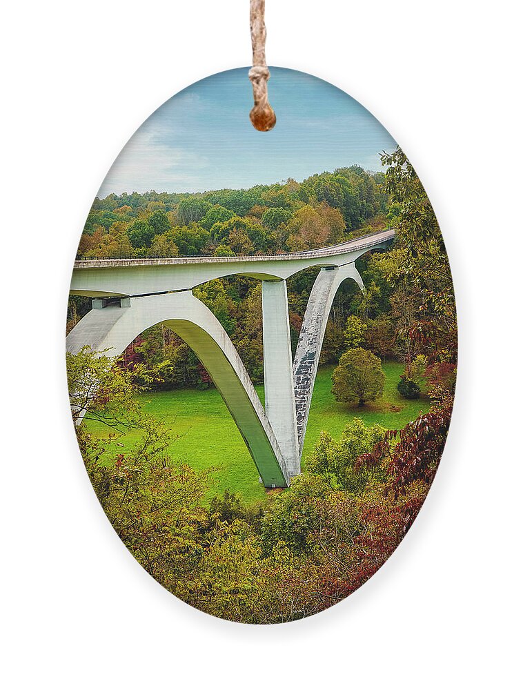 Double Arch Bridge Ornament featuring the mixed media Double Arch Bridge- Photo by Linda Woods by Linda Woods