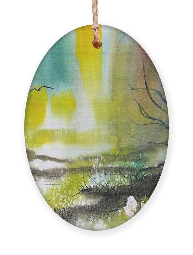 Seascape Ornament featuring the painting Dramatic Reflections Watercolor by Catherine Ludwig Donleycott
