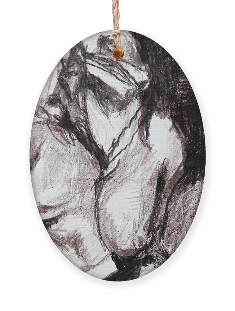 #impaired Ornament featuring the drawing Drawing of a Woman 10 by Veronica Huacuja
