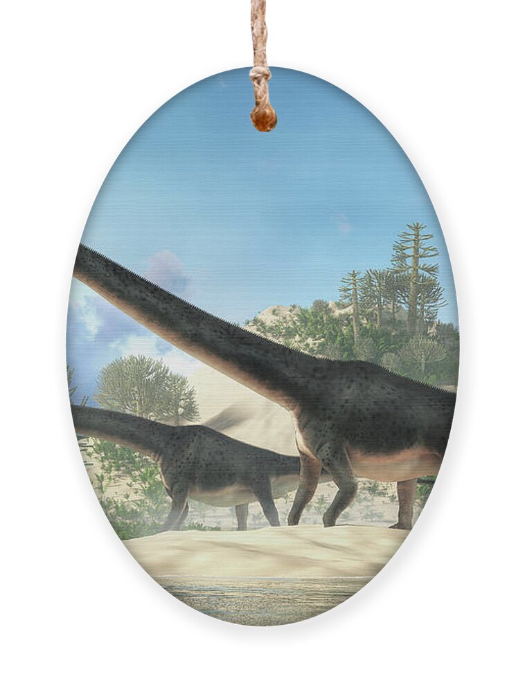 Dreadnoughtus Ornament featuring the digital art Dreadnoughtus by Daniel Eskridge