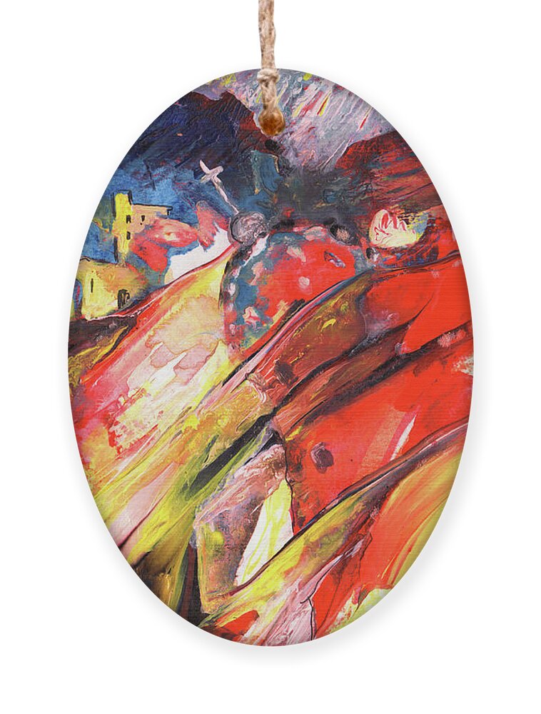Impression Ornament featuring the painting Dream Village 01 by Miki De Goodaboom