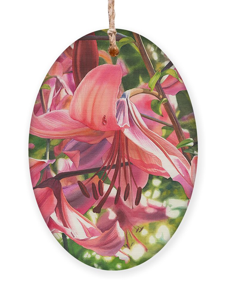 Lilies Ornament featuring the painting Dripping Fragrance by Espero Art