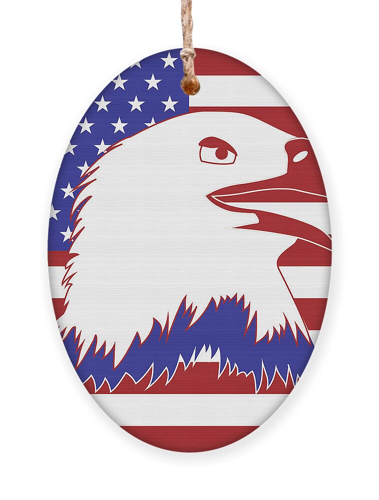 Eagles Ornament featuring the digital art Eagle Cares American Flag by College Mascot Designs