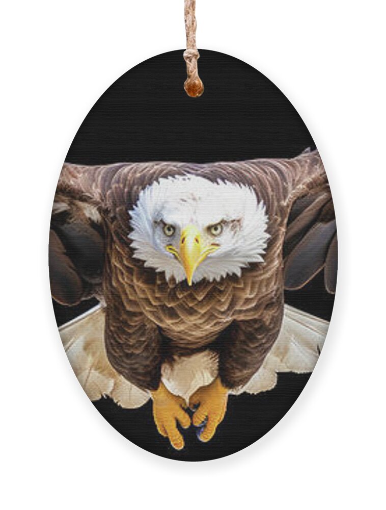 Eagle Ornament featuring the digital art Eagle Flying towards you 01 by Matthias Hauser