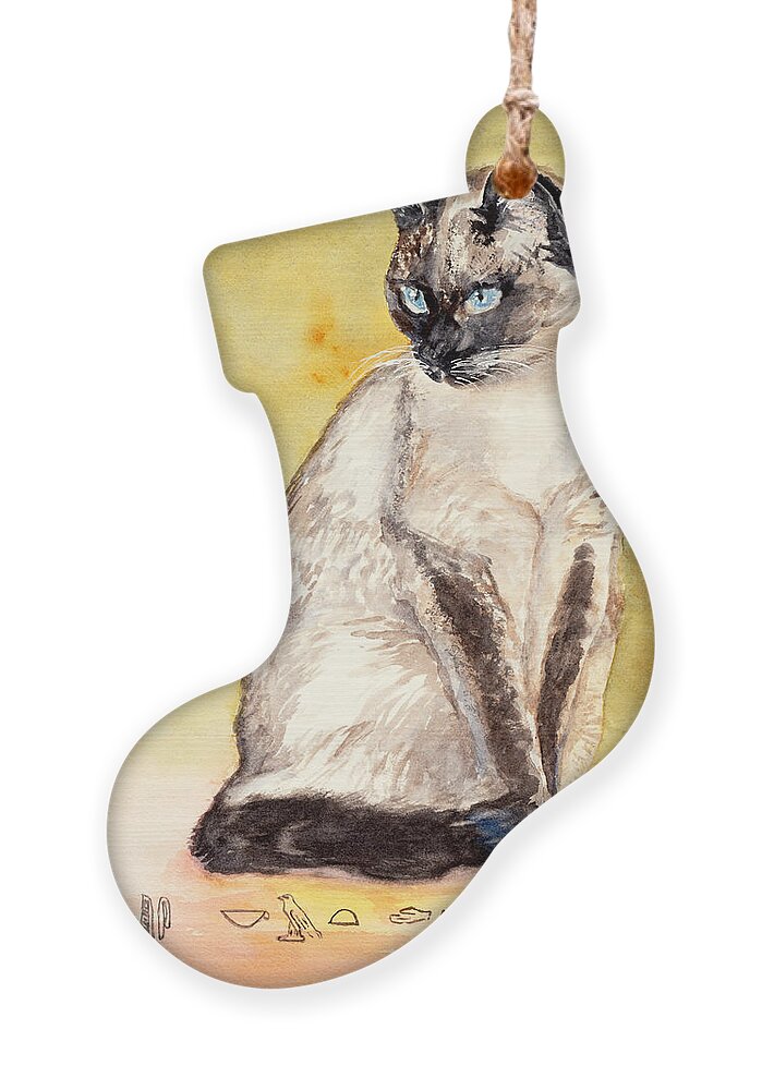 Siamese Cat Ornament featuring the painting Eddie by Barbara F Johnson