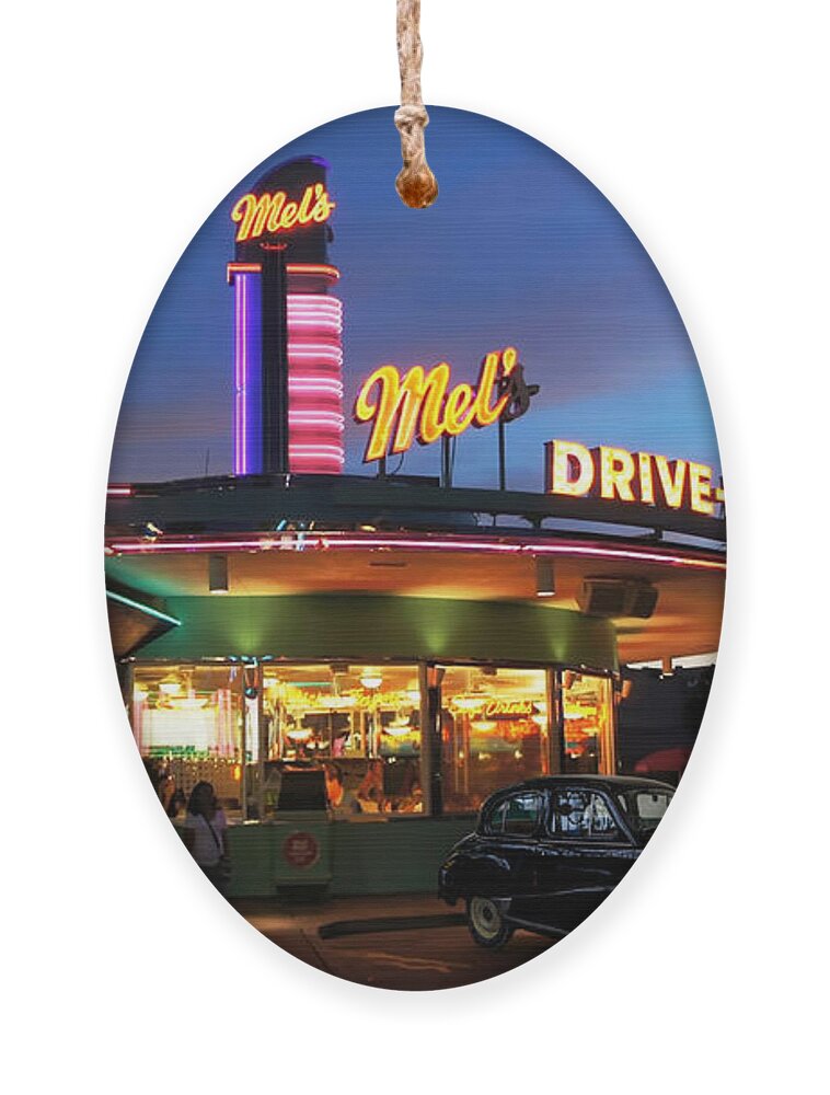 2d Ornament featuring the digital art Edit Challenge 28b Drive-In Diner by Brian Wallace