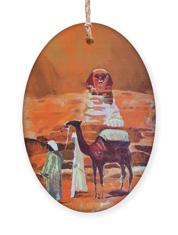 Camel Ornament featuring the painting Egypt Light by Enrico Garff
