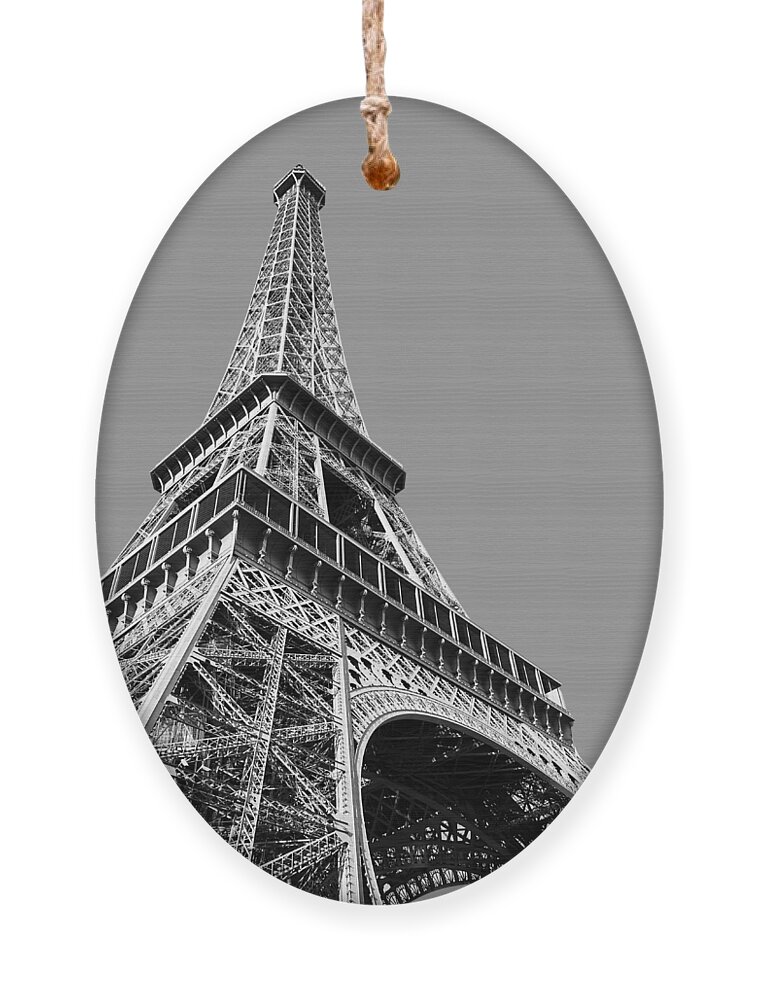 Eiffel Ornament featuring the photograph Eiffel tower in black and white by Delphimages Paris Photography