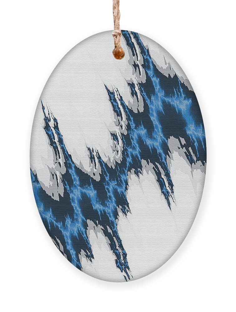 Patterns Ornament featuring the digital art Electric Blue Marble Abstract 2 by Philip Preston