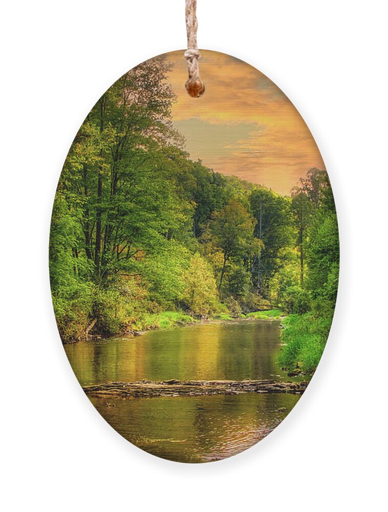 Elk River Ornament featuring the photograph Elk River at Sunset by Shelia Hunt