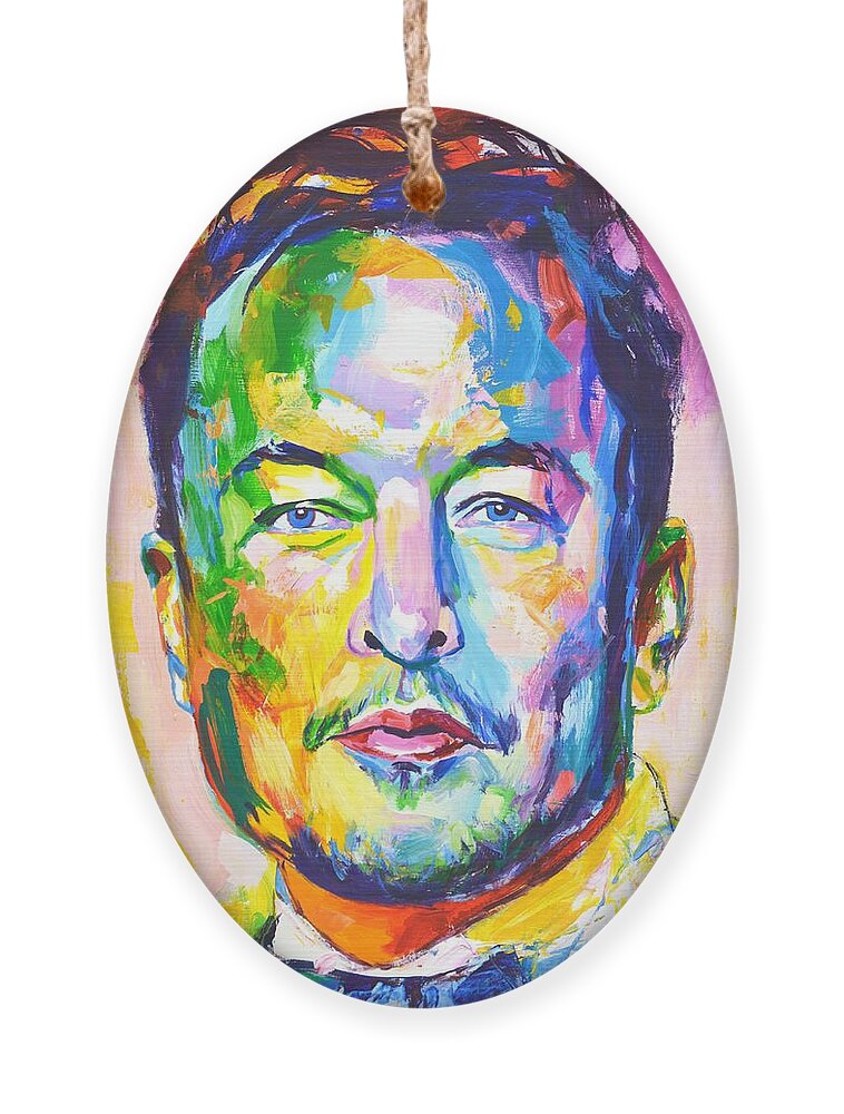 Elon Reeve Musk Ornament featuring the painting Elon Musk by Iryna Kastsova