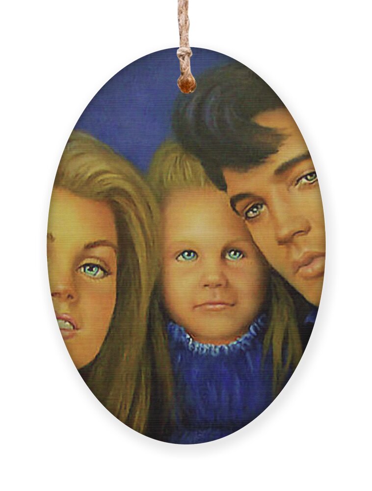 Elvis Ornament featuring the painting Elvis and Family by Loxi Sibley