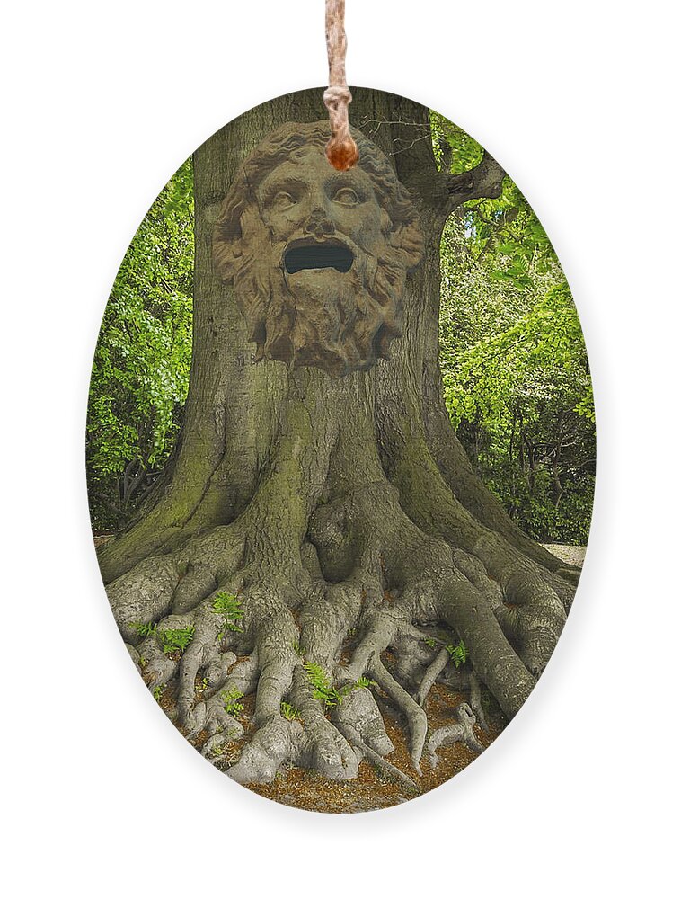 Digital Ornament featuring the digital art EMA Tree Face by Cindy's Creative Corner