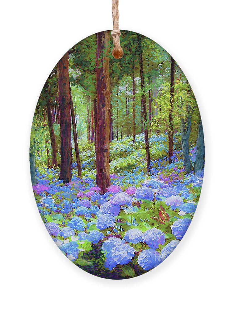 Landscape Ornament featuring the painting Endless Summer Blue Hydrangeas by Jane Small