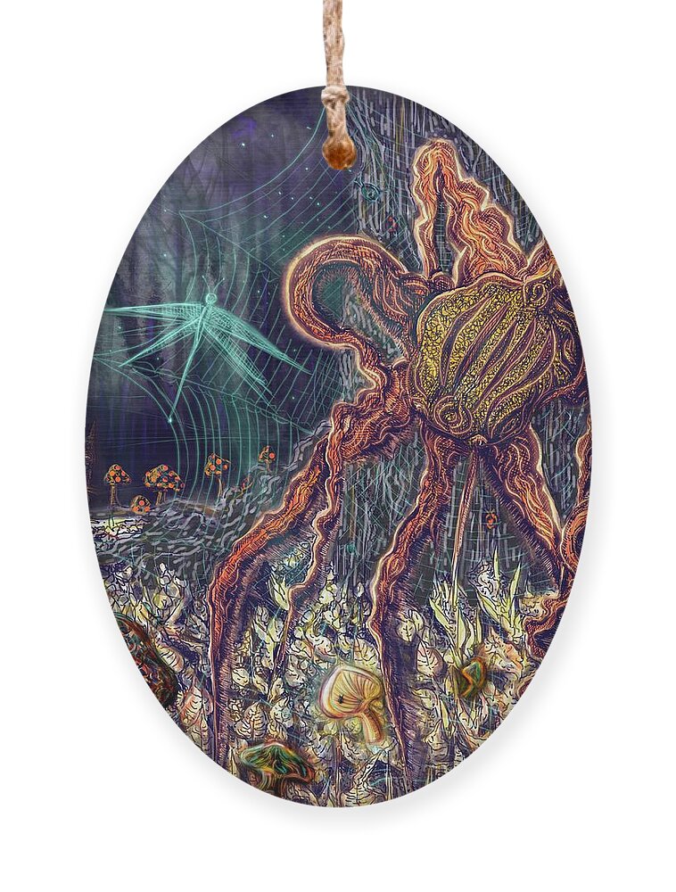 Spider Ornament featuring the digital art Entanglements by Angela Weddle
