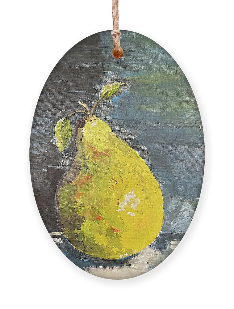Pear Ornament featuring the mixed media French Pear by Linda Bailey