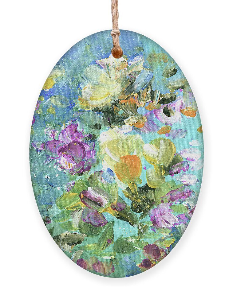 Flower Ornament featuring the painting Explosion Of Joy 22 Dyptic 02 by Miki De Goodaboom