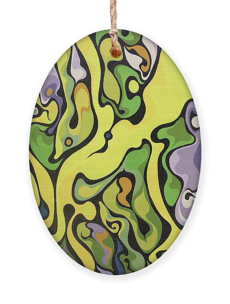 Yellow Ornament featuring the painting Exuberant Elativity by Amy Ferrari