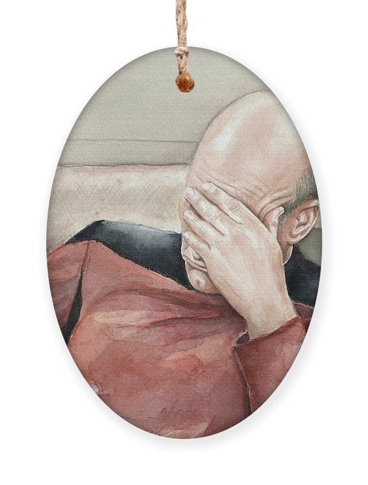 Facepalm Ornament featuring the painting Facepalm by Olga Shvartsur