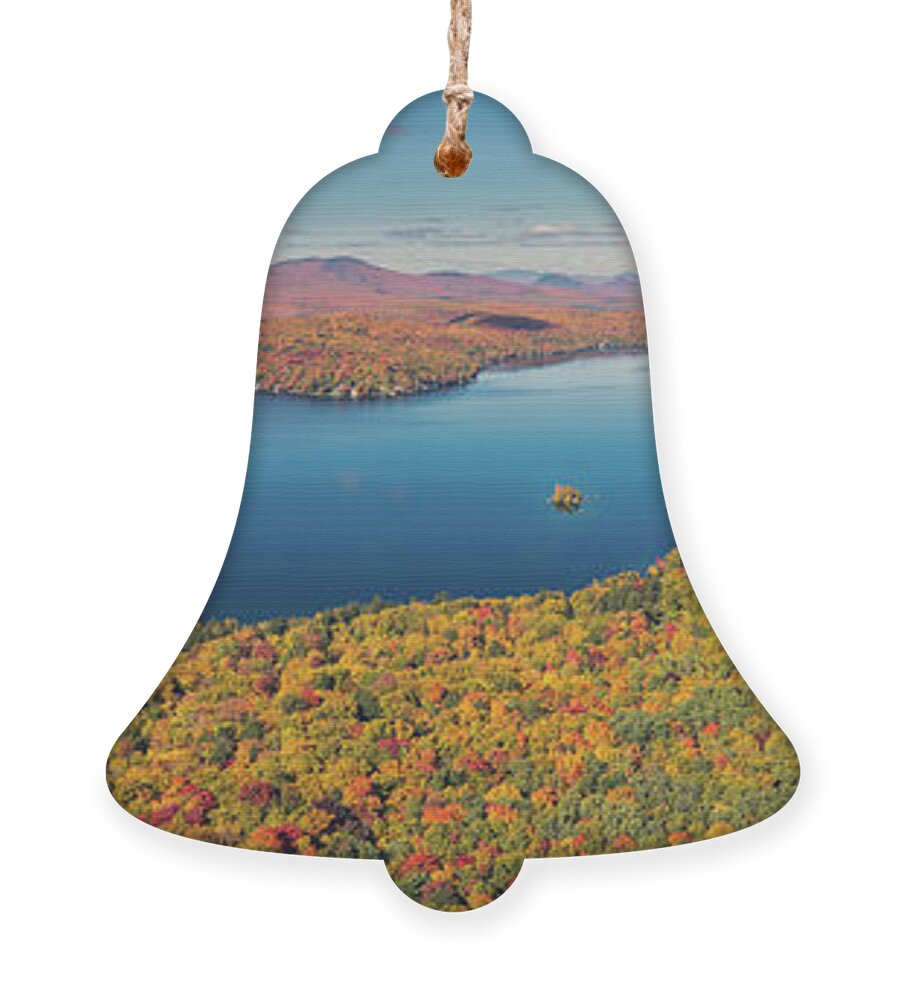Fall Foliage Ornament featuring the photograph Fall At Maidstone Lake, Vermont Panorama by John Rowe