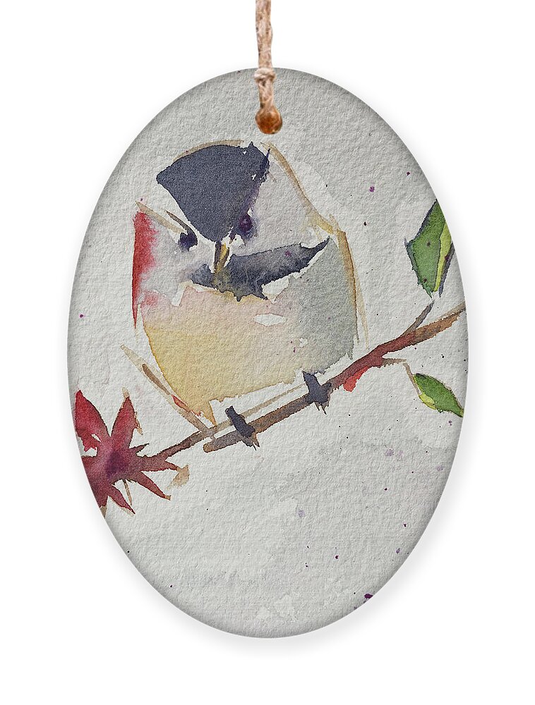 Chickadee Ornament featuring the painting Fat little Chickadee by Roxy Rich