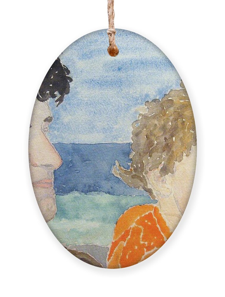Watercolor Ornament featuring the painting Father and Son by John Klobucher