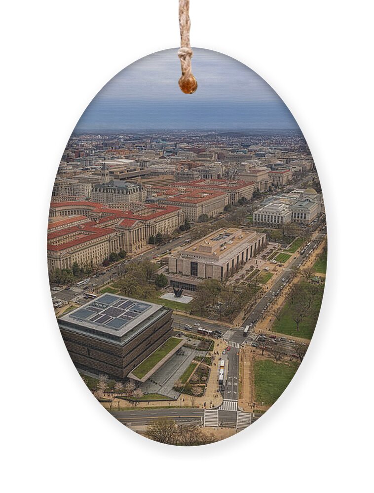 African American History Museum Ornament featuring the photograph Federal Triangle Washington DC by Susan Candelario