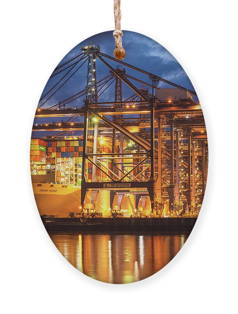 Felixstowe Ornament featuring the photograph Felixstowe Port Container ship, Suffolk, UK by Neale And Judith Clark