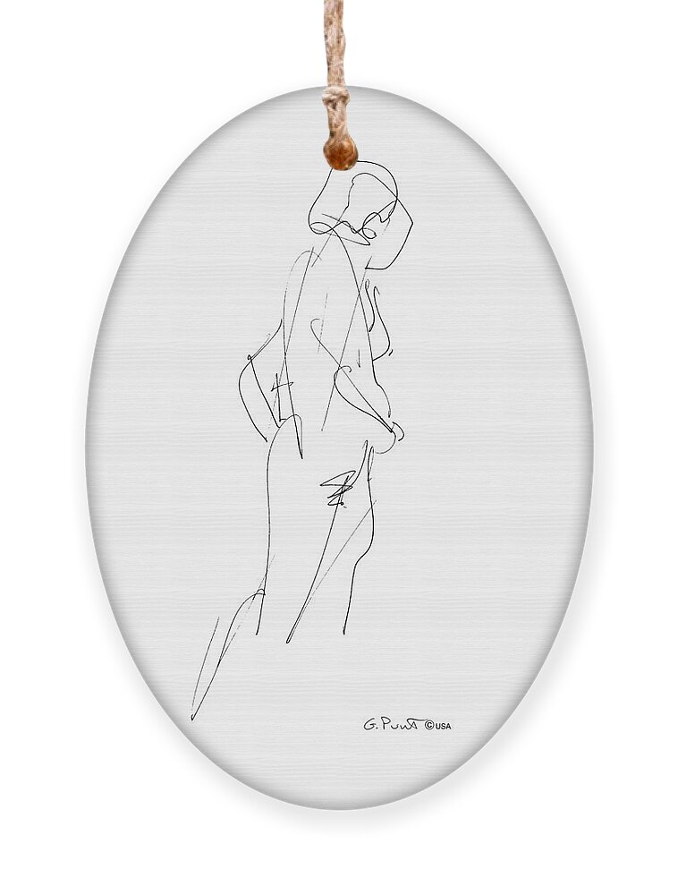 Female Ornament featuring the drawing Female Figure Drawing 41 by Gordon Punt