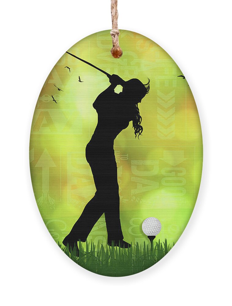 Mother's Day Ornament featuring the digital art Female Golfer Golf Sports Theme by Doreen Erhardt