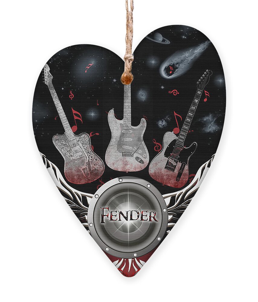 Fender Ornament featuring the digital art Fender Trilogy by Michael Damiani