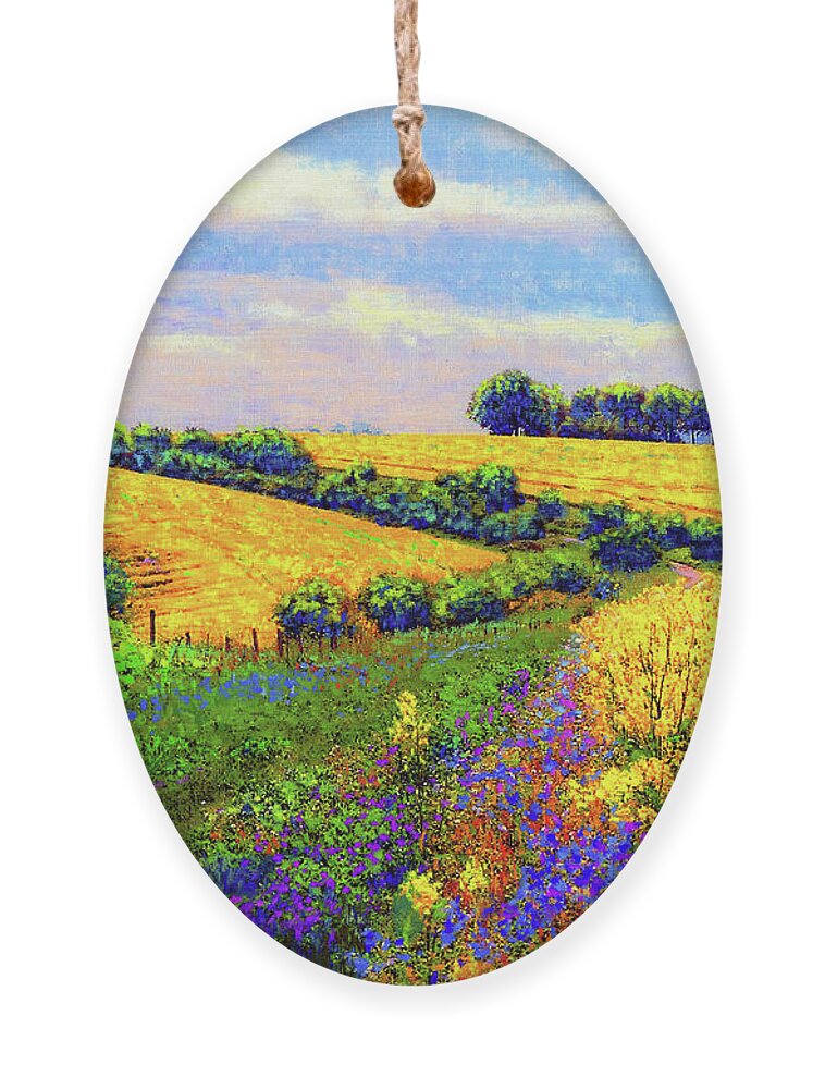 Landscape Ornament featuring the painting Fields of Gold by Jane Small