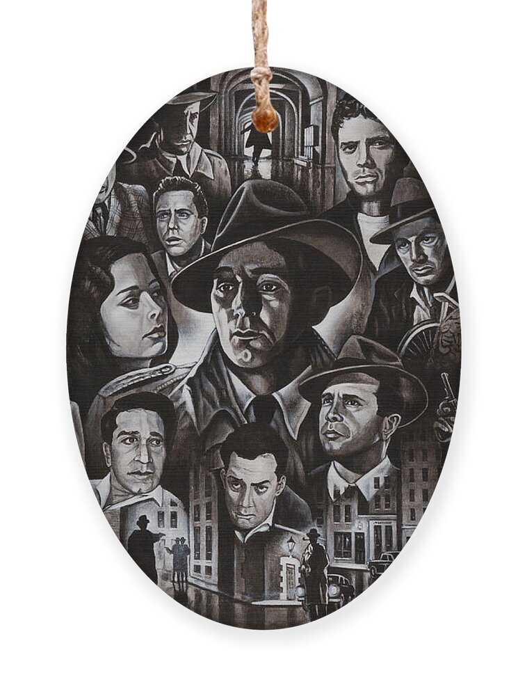 Robert Mitchem Ornament featuring the painting Film Noir 1950's by Michael Frank