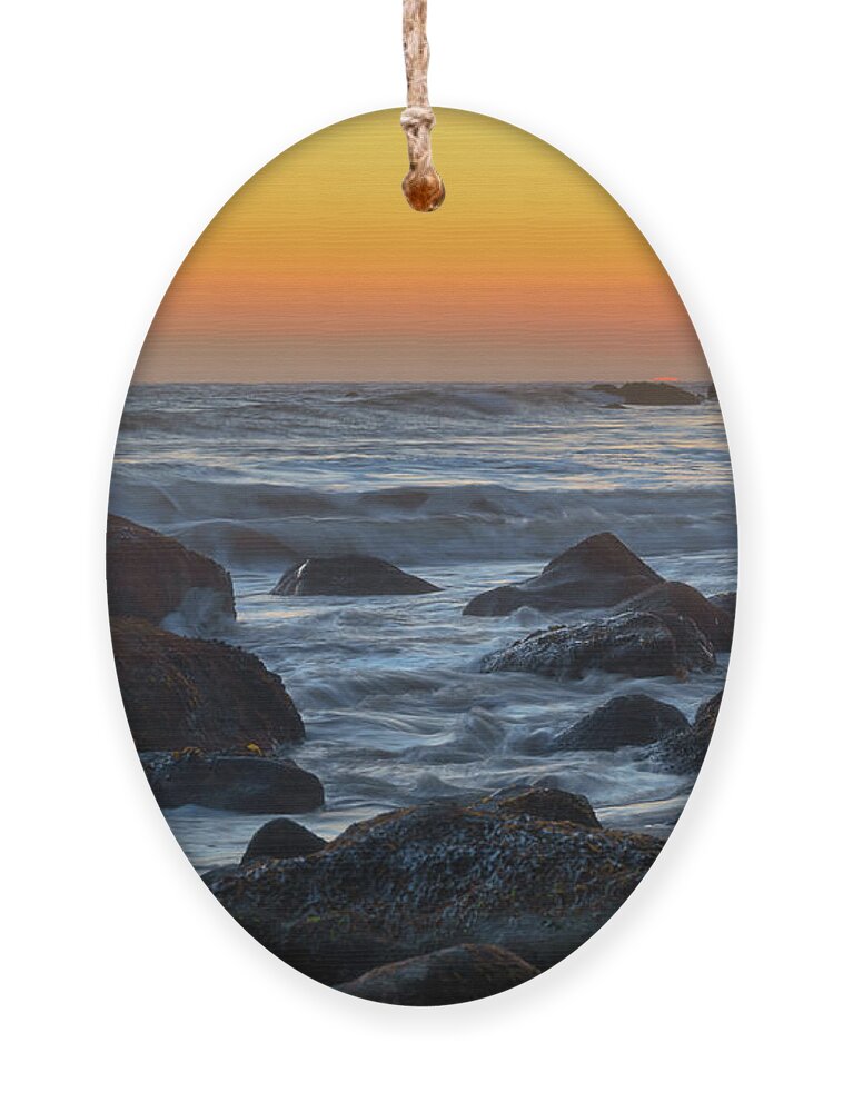 Beach Ornament featuring the photograph Final Moments of a December Sunset in Malibu by Matthew DeGrushe