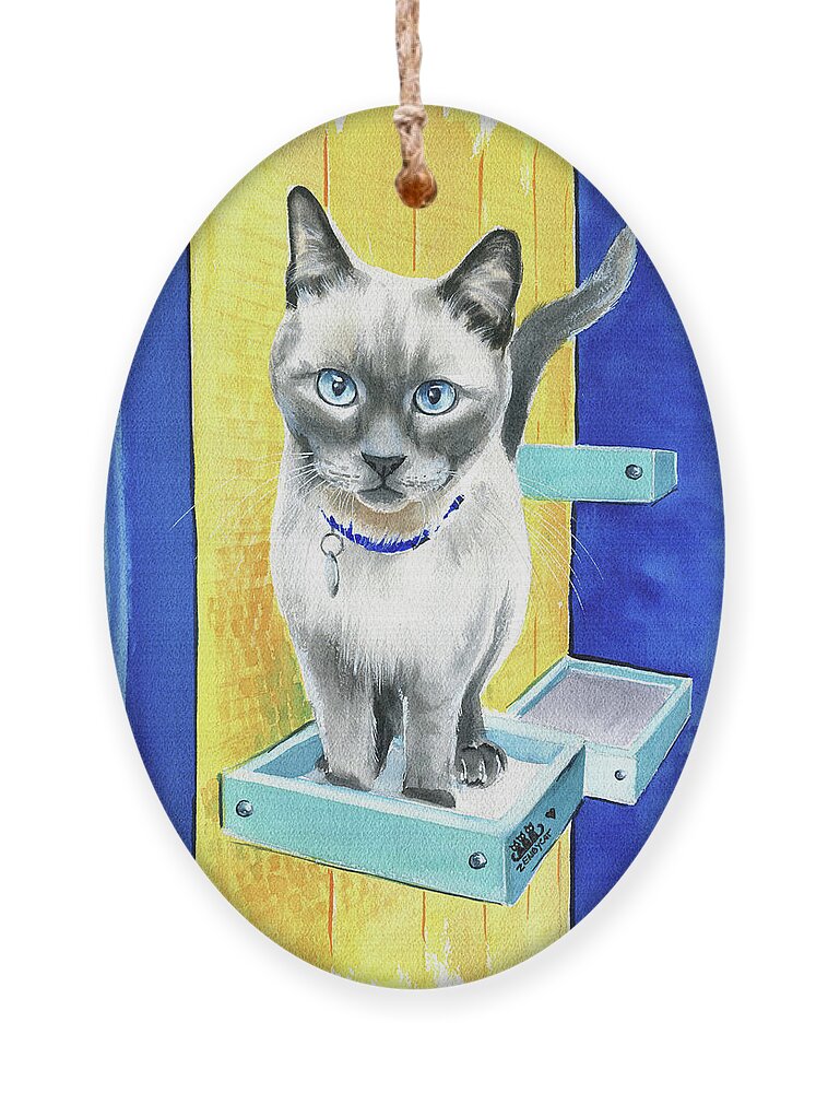 Cats Ornament featuring the painting Fip Warrior Barry Obameow by Dora Hathazi Mendes