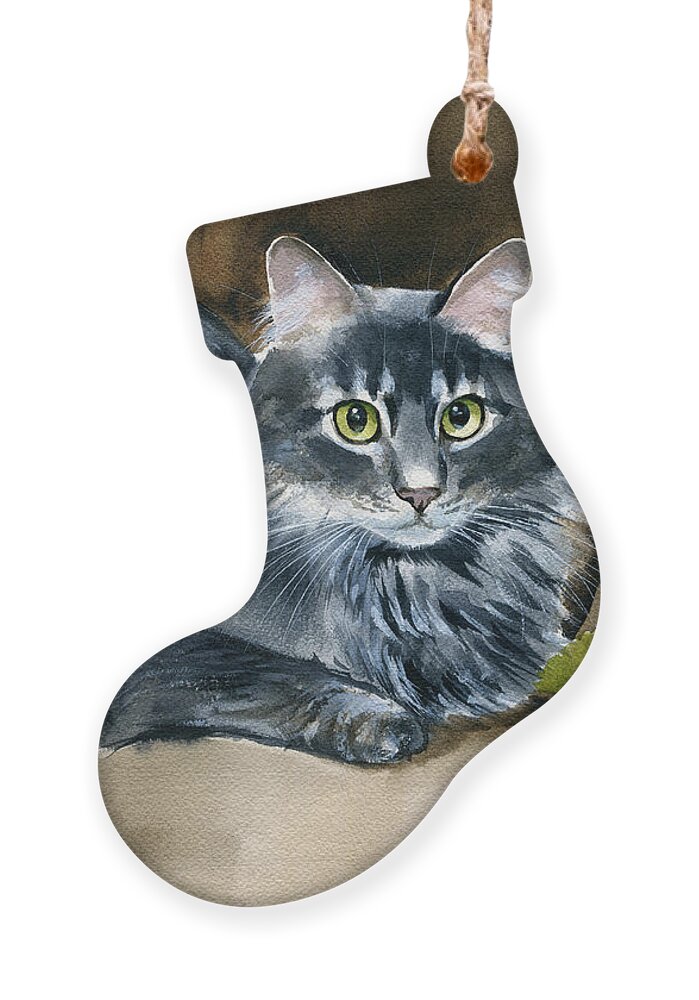 Cat Ornament featuring the painting FIP Warrior Henry by Dora Hathazi Mendes